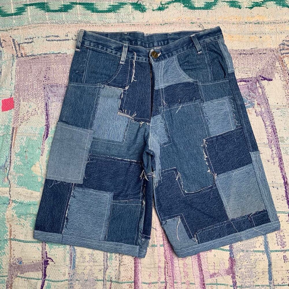 Custom upcycled patchwork baggy shorts